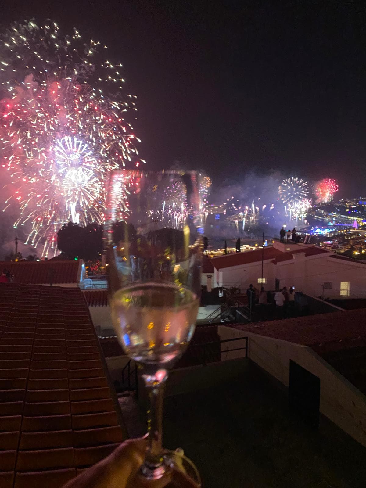 New Year's Eve fireworks over Funchal seen from the terrace